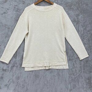 Anthropologie Pilcro Imogen Seamed Tunic Top Ivory Looped Fleece